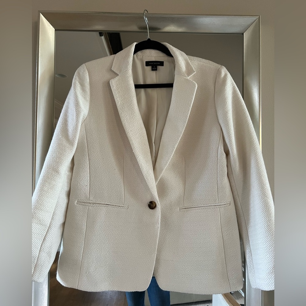 Ann Taylor Ivory Textured Blazer